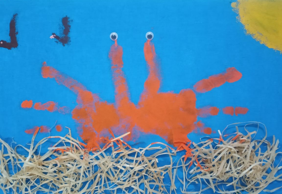 


Israel Verino Barroso - A tela representada por mãos, descreve um caranguejo observando a areia da praia  ouvindo o canto dos pássaros logo atrás.


            